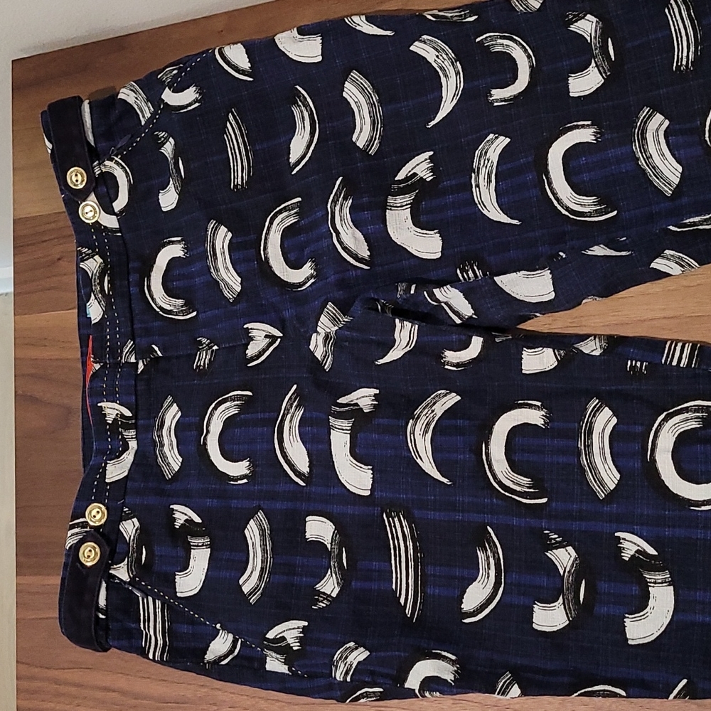 Anthropologie Cartonnier brush print Charlie ankle pants size 4 blue black white
